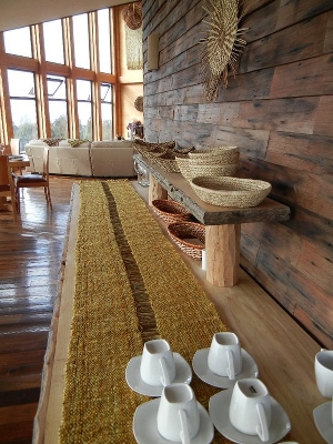 Caminos de mesa, 300 x 50 cm, lana teñida con tintes naturales y fibra vegetal de Manila.