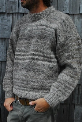 Sweater de hombre, gris natural lana 100% de oveja.
